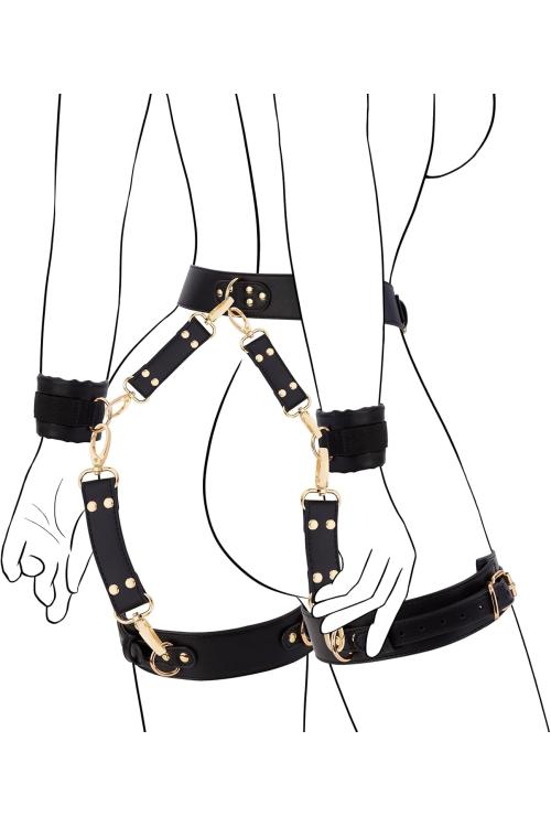 BDSM Bondage Kit 6PCS – Adjustable Handcuffs, Waist Strap & Blindfold Set for Couples